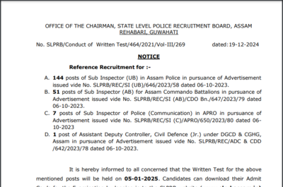 Assam Police SI admit card 2024 release date announced: Check details here