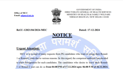 NEET PG Counselling 2024: MCC issues important notice regarding resignation facility, check details here