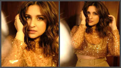 Parineeti Chopra reveals she is repeating her shimmery golden outfit; asks fans to guess where she wore it first - See photos