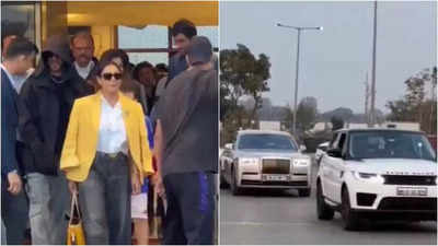 Shah Rukh Khan, Gauri Khan and AbRam arrive in Jamnagar to celebrate New Year 2025 with the Ambani family