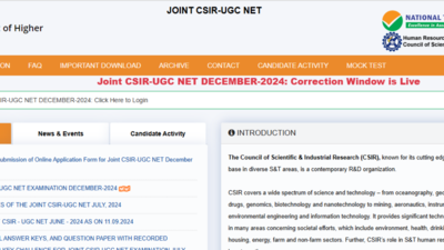 CSIR-UGC NET December 2024 correction window opens: Check details here