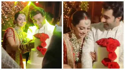 Aadar Jain and Alekha Advani tie the knot; couple beam with joy while cutting their wedding cake - WATCH