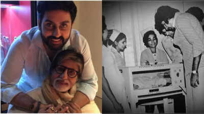 Amitabh Bachchan shares PIC from the hospital of the day Abhishek Bachchan was born as he turns 49, says the family celebrated his birthday at midnight: 'Time flies'