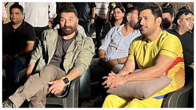 ICC Champions Trophy 2025: Sunny Deol and MS Dhoni enjoy India vs Pakistan match together in Dubai