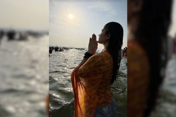 In Pictures: Rasha Thadani Takes A Holy Dip At Maha Kumbh