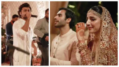 Mawra Hocane gets teary-eyed as her brother Farhan Saeed sings 'Thodi der' at her wedding with Ameer Gilani - WATCH video