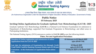 NTA begins GAT-B 2025 registration process: Check direct link here