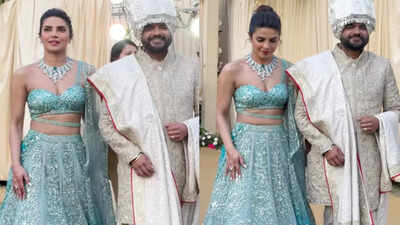 Priyanka Chopra looked breathtaking in aqua-blue lehenga at brother's wedding in Mumbai