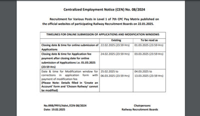 RRB recruitment 2025 registration deadline extended again for more than 32000 vacancies: Check important dates and direct link to apply here