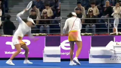 Watch: Opponent shocked as Iga Swiatek smashes racquet in emotional on-court outburst