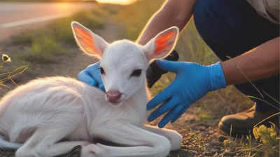 How a roadside discovery led to the rescue of a rare albino fawn in Texas