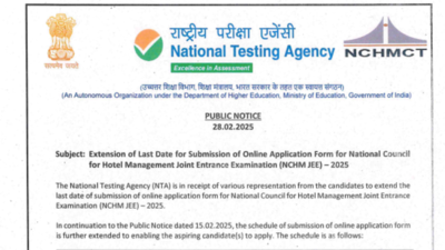 NCHM JEE 2025 registration deadline extended till March 15, check notice here