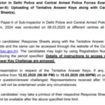 SSC SI Delhi Police, CAPF tentative answer key 2024 for paper 2 out: Check direct link here